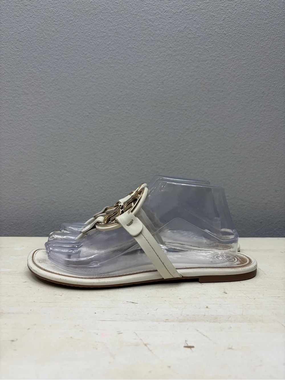 Tory Burch White Leather Miller Sandals Size 9